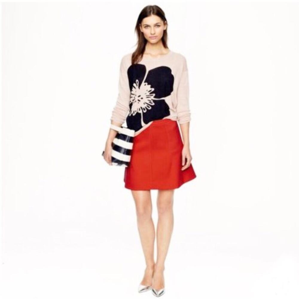 J. Crew Fluted Mini Skirt in Dark Papaya, Red Orange Coral, Women's Size 0 $89